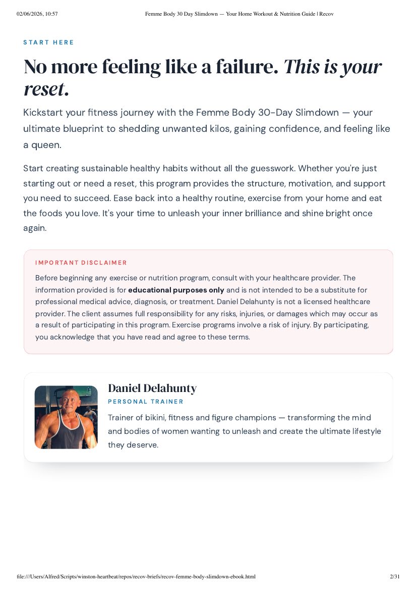 A real page from inside Femme Body Slimdown