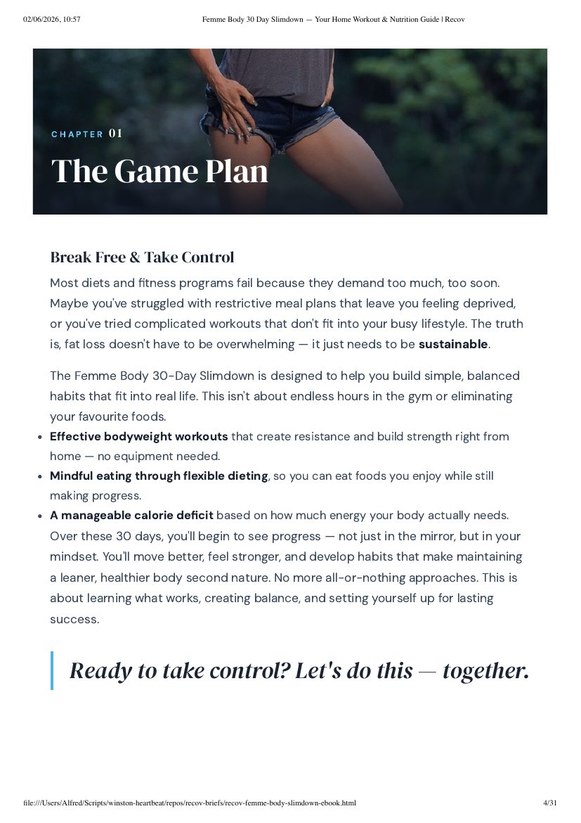 A real page from inside Femme Body Slimdown
